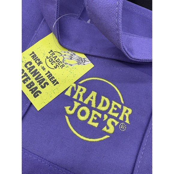 Trader Joe Halloween Mini Canvas Tote Bag 2025 Set Orange Green Purple Black New - Picture 4 of 6